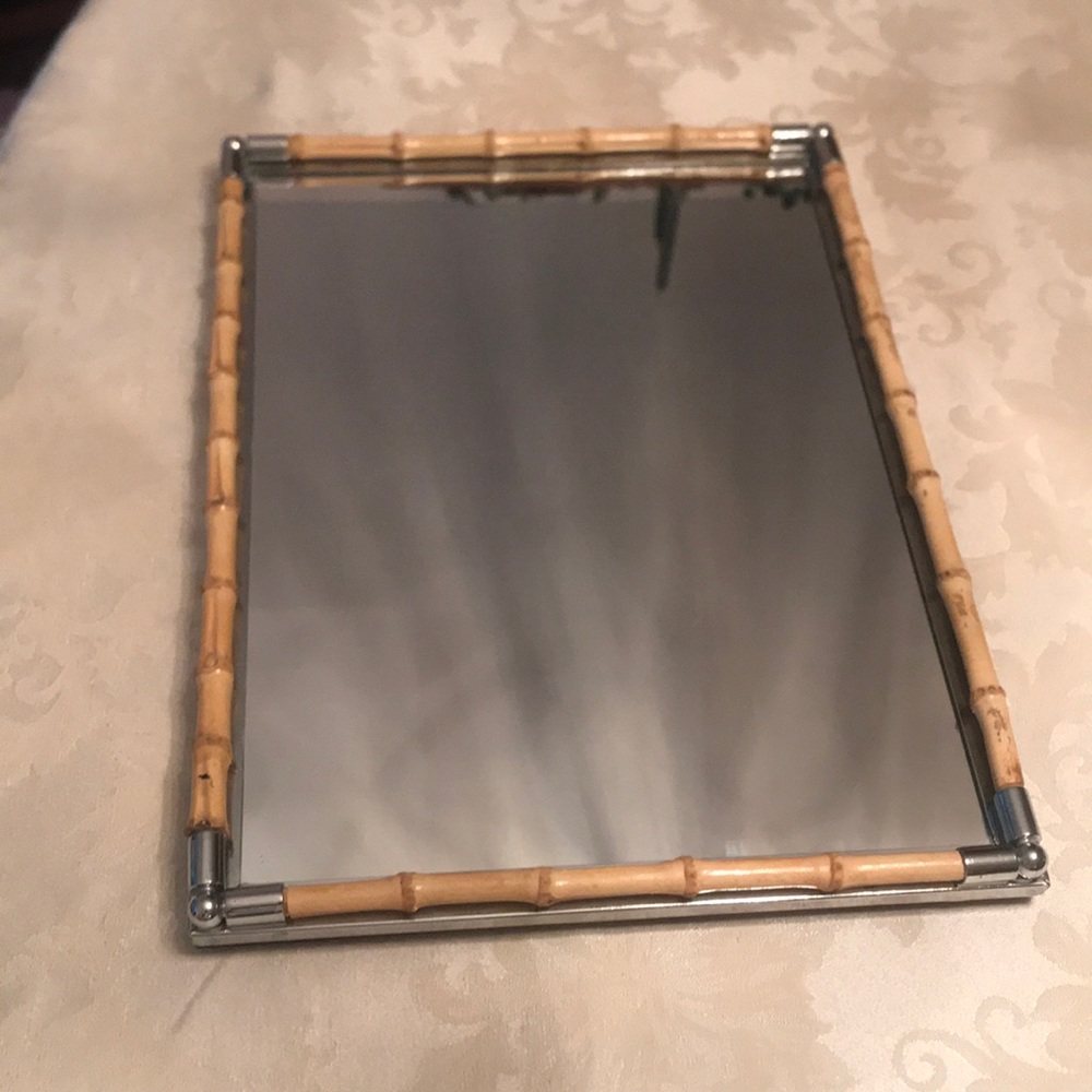 Mirror Glass Tray w/ Bamboo Rails
